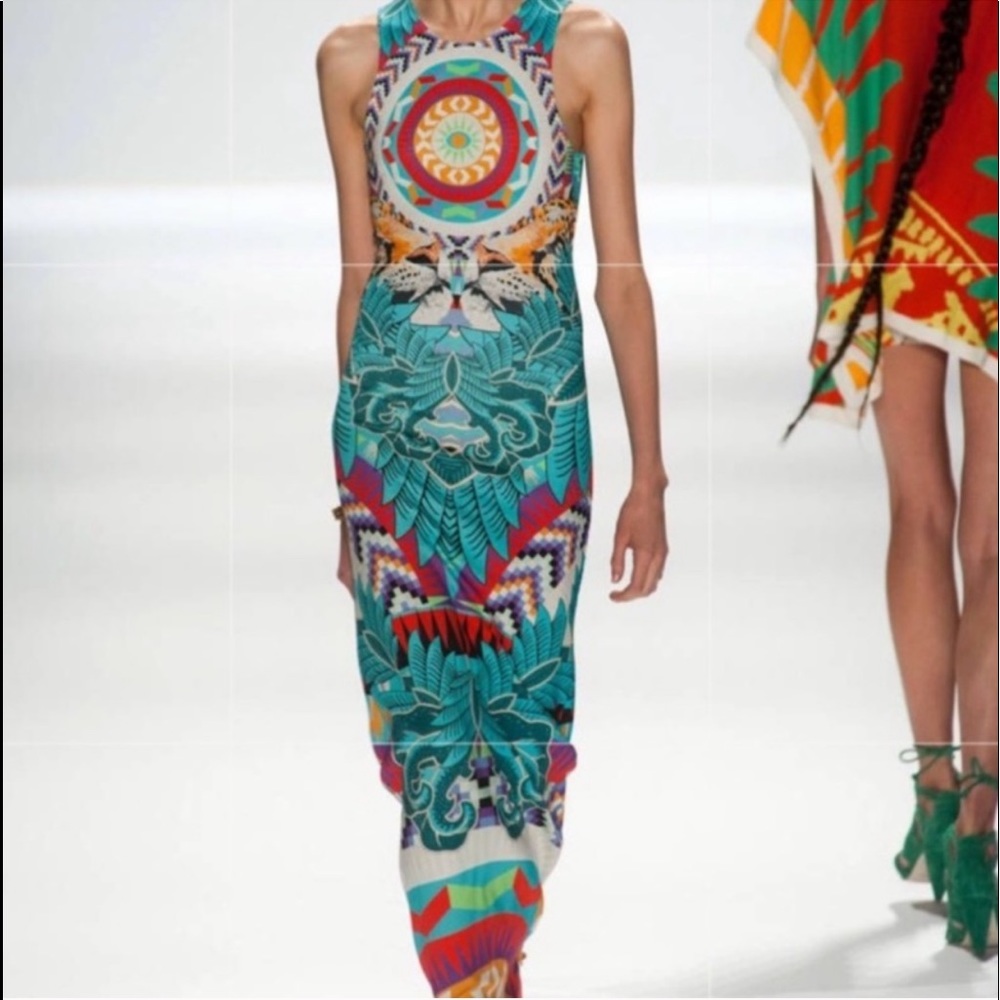 Mara Hoffman Teal Tribal Column Maxi Dress S